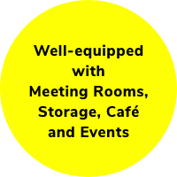 Well-equipped with Meeting Rooms, Storage, and Café Events